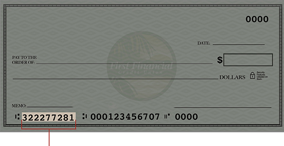 check with routing number highlighted