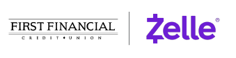 first financial credit union and Zelle logo