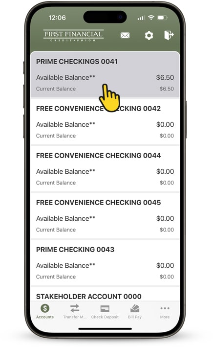 mobile direct deposit on screen example
