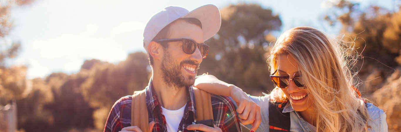 a couple hiking outdoors