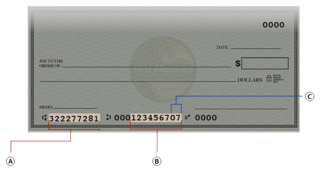 check routing number and member number example