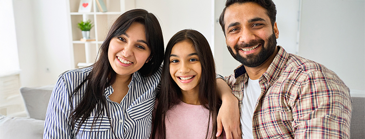 Mother, teen daughter and father