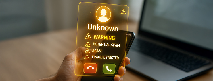 Scam call concept on mobile device