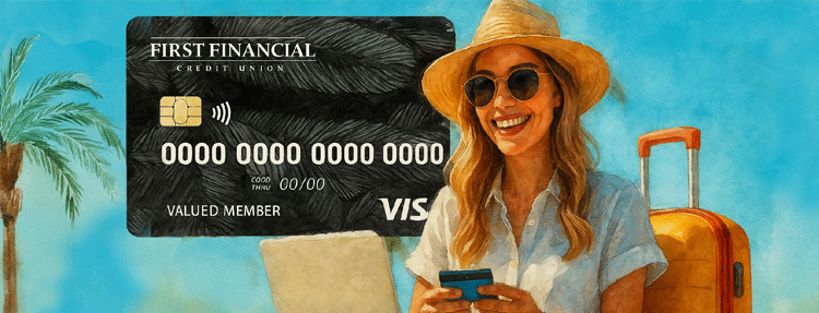 Young woman using her Visa Platinum for travel.